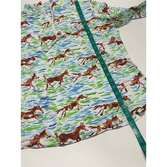 Ibkul Womens S Horse Print Long Sleeve Quarter Zip Pickleball Golf Shirt Blue - Picture 8 of 10